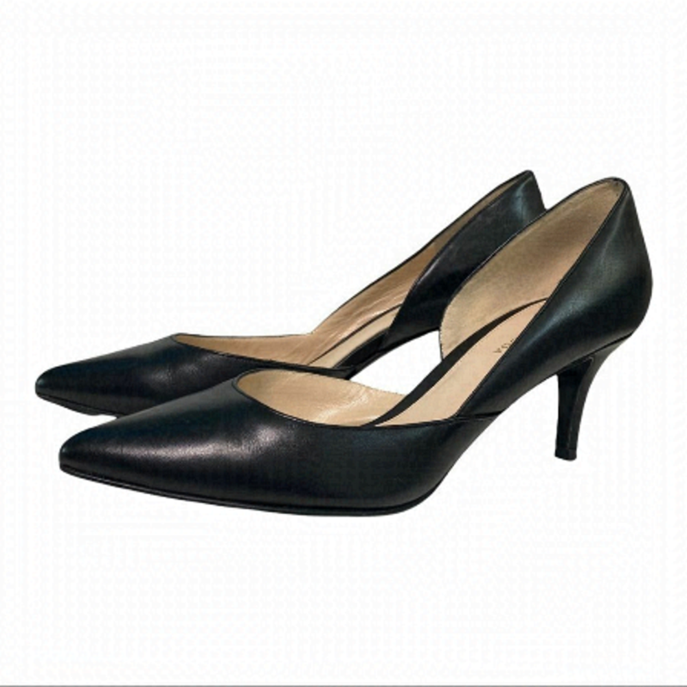 Pelle Moda black leather slip on pump heels 7.5